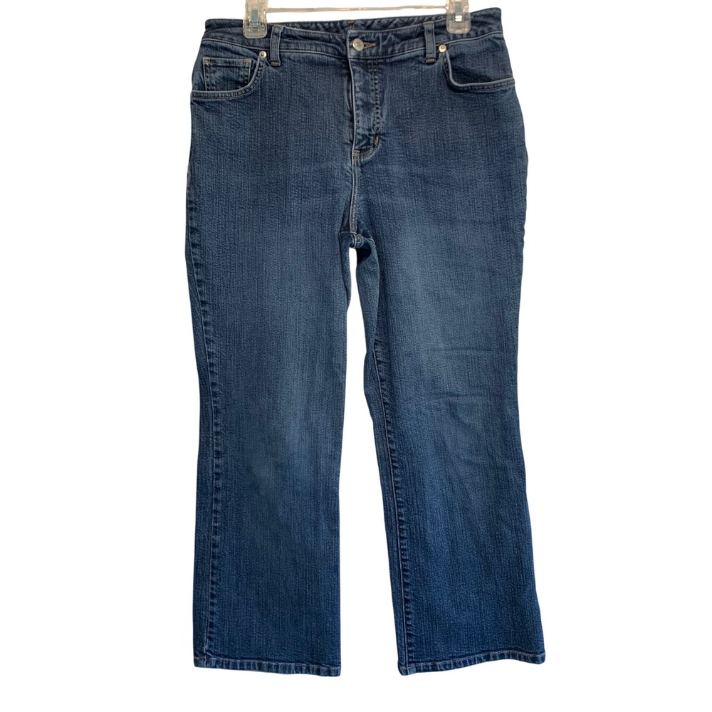 Lands' End Straight Leg Jeans Sz 10 Medium Wash Mid Rise Denim Classic Comfort